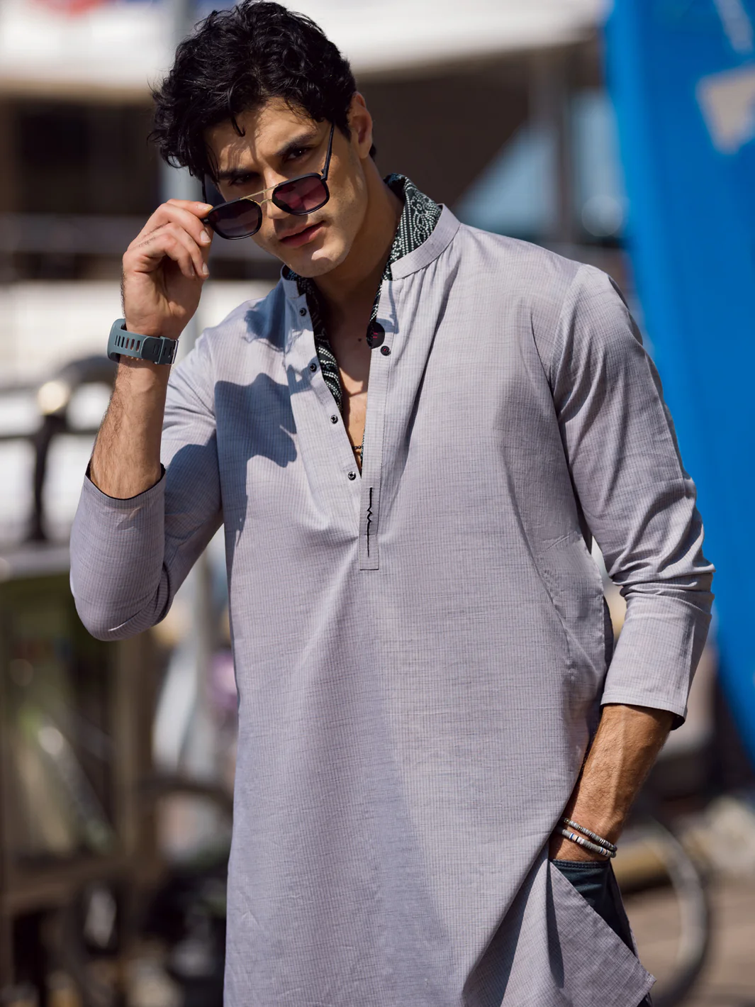GREY COTTON KURTA | AL-K-US-1053/AM-5076D - Image 3