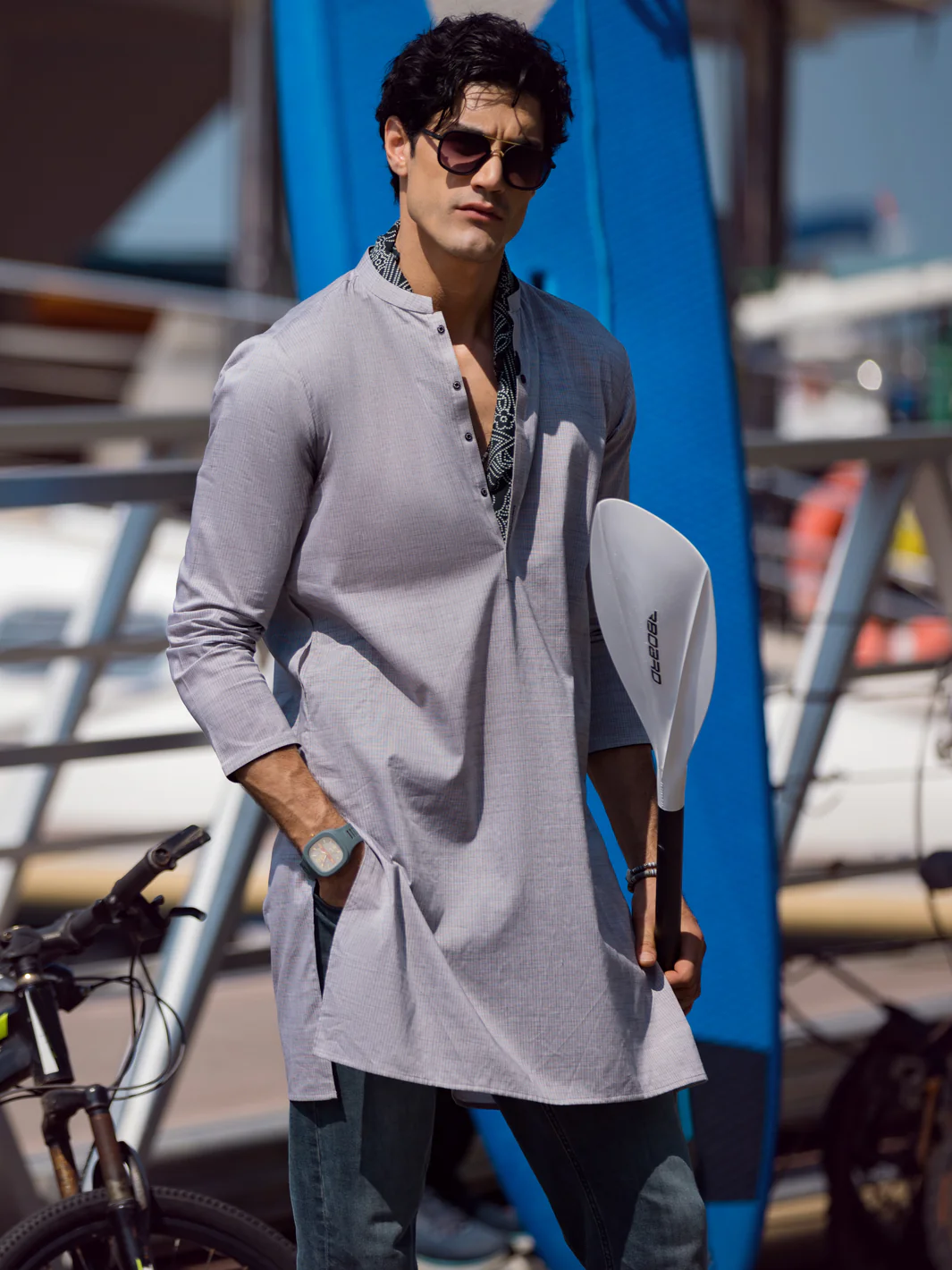 GREY COTTON KURTA | AL-K-US-1053/AM-5076D - Image 4