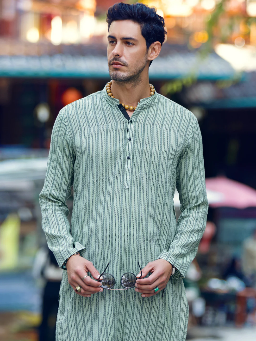 GREEN COTTON KURTA | AL-K-US-1057/AM-5071B - Image 3