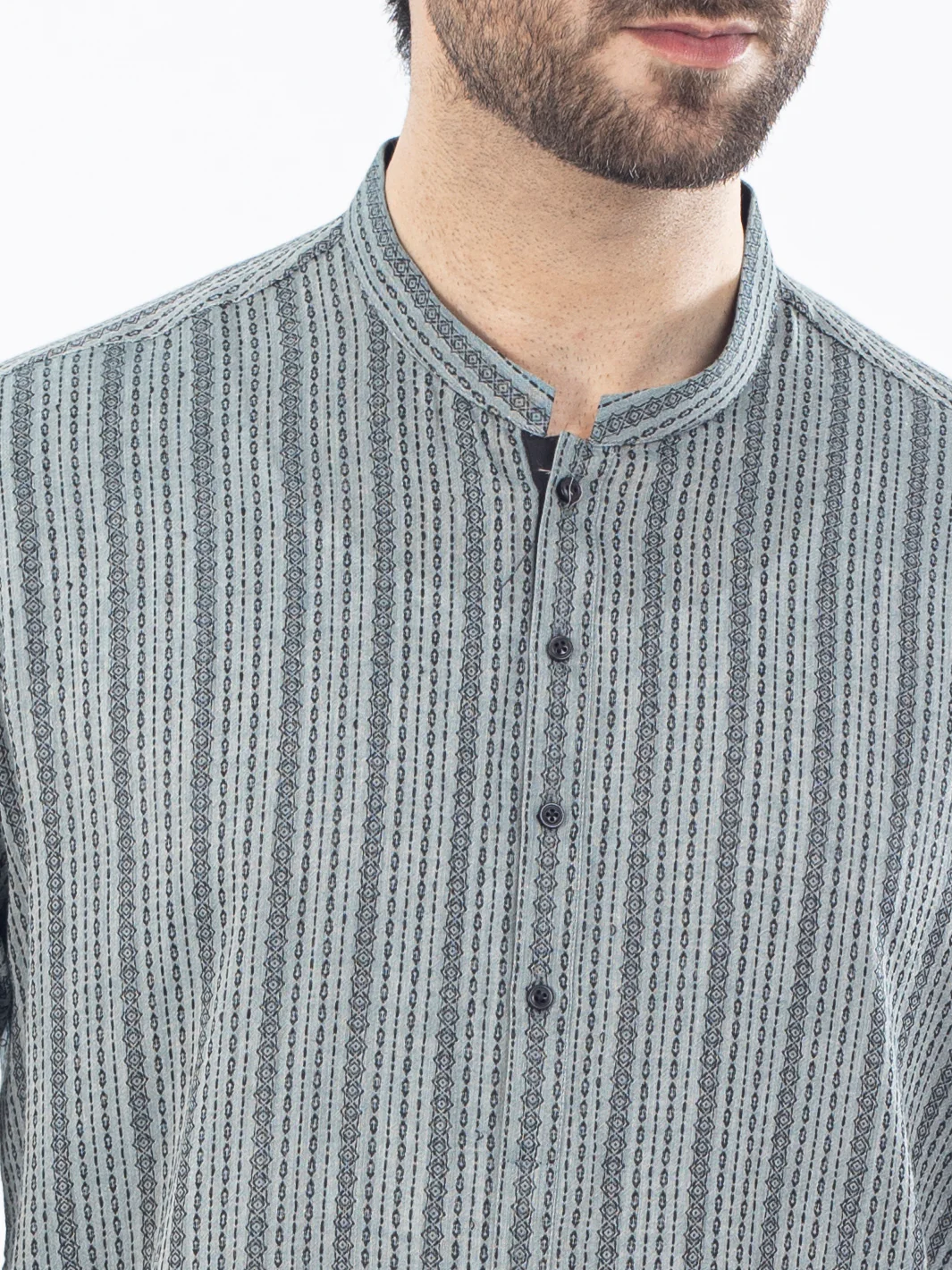 TEAL GREY COTTON KURTA | AL-K-US-1061/AM-5071F - Image 2