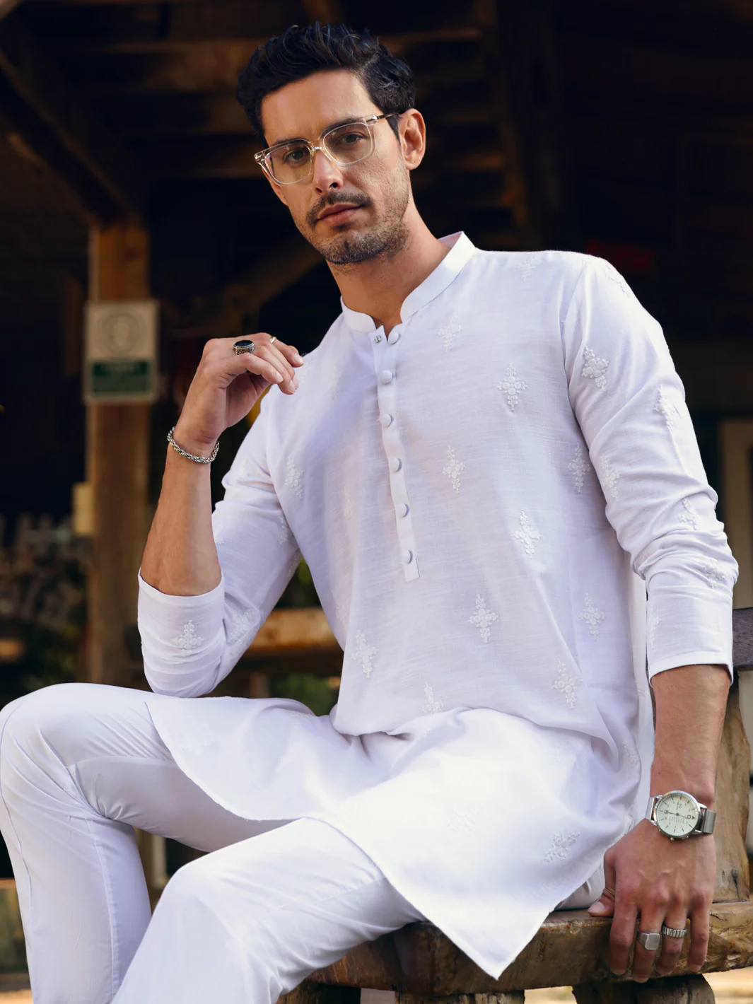 WHITE COTTON KURTA | AL-K-US-1063C/AM-6003D - Image 4