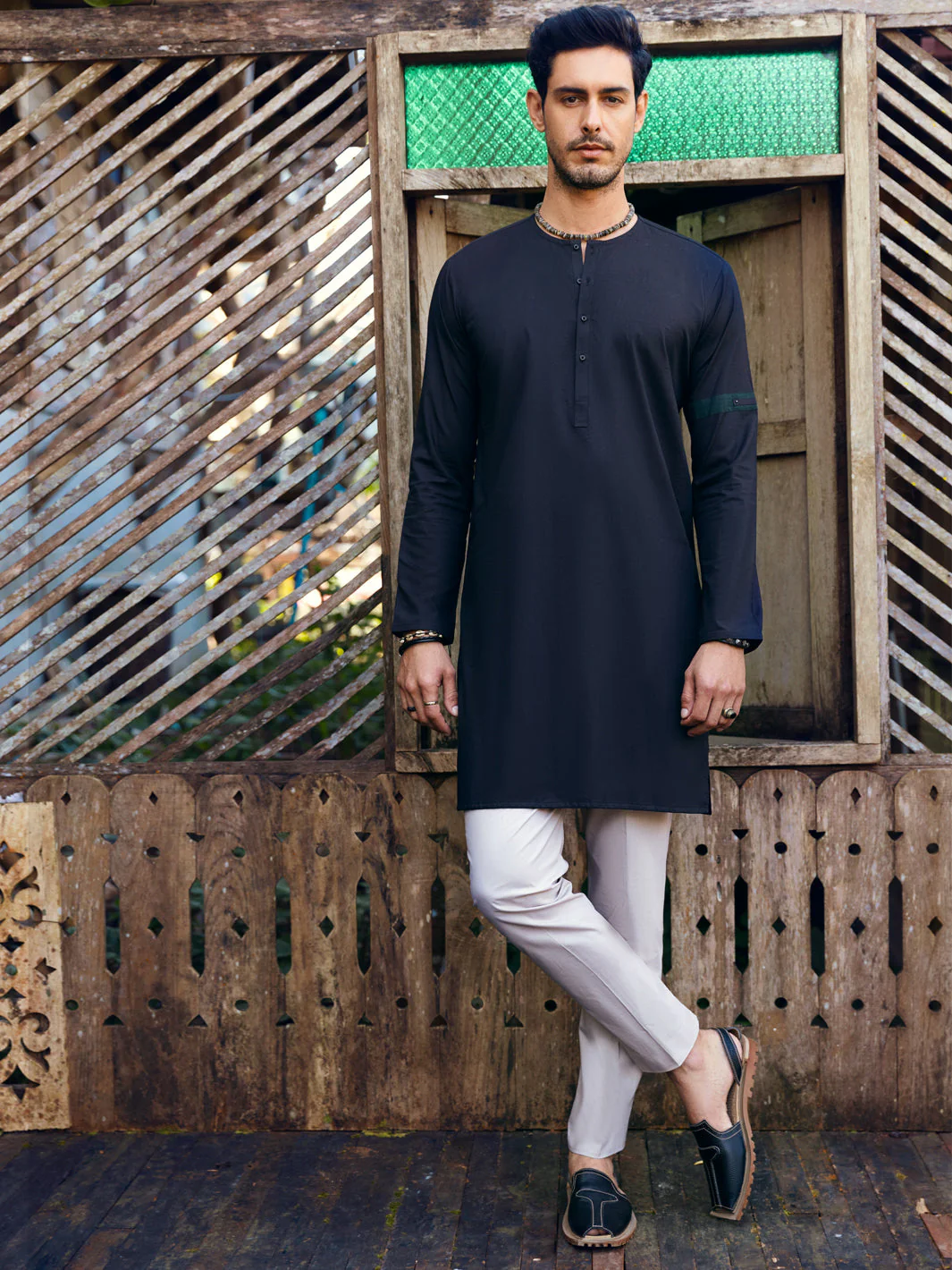 BLACK COTTON KURTA | AL-K-US-1065/AM-5080C