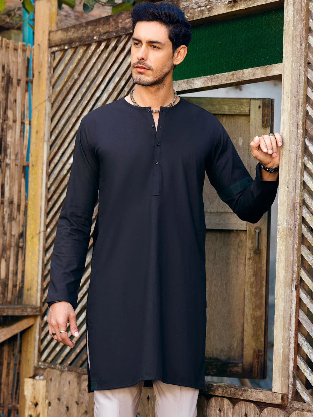 BLACK COTTON KURTA | AL-K-US-1065/AM-5080C - Image 2