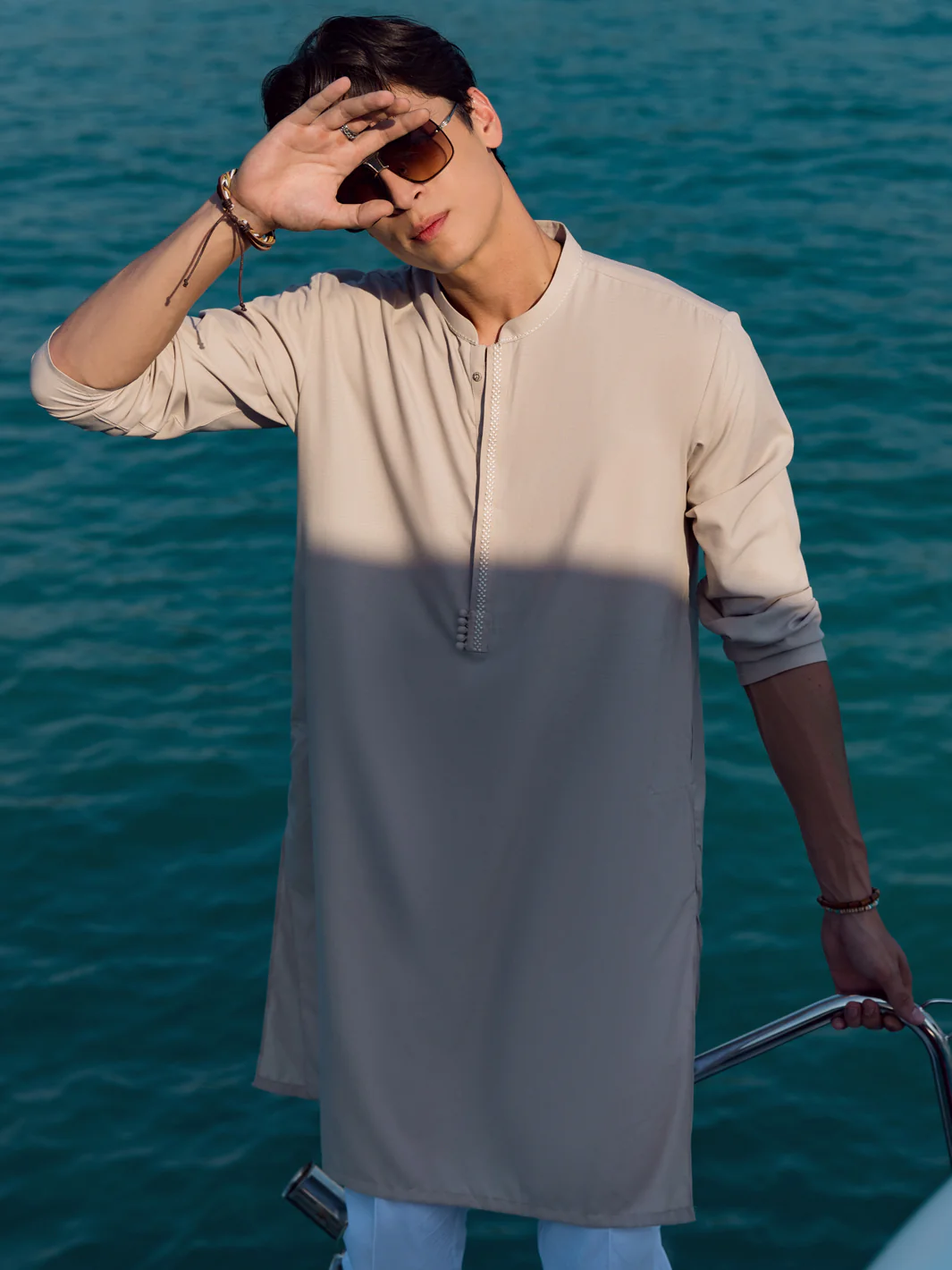 BEIGE VISCOSE KURTA | AL-K-US-1068B/AM-6004B - Image 3