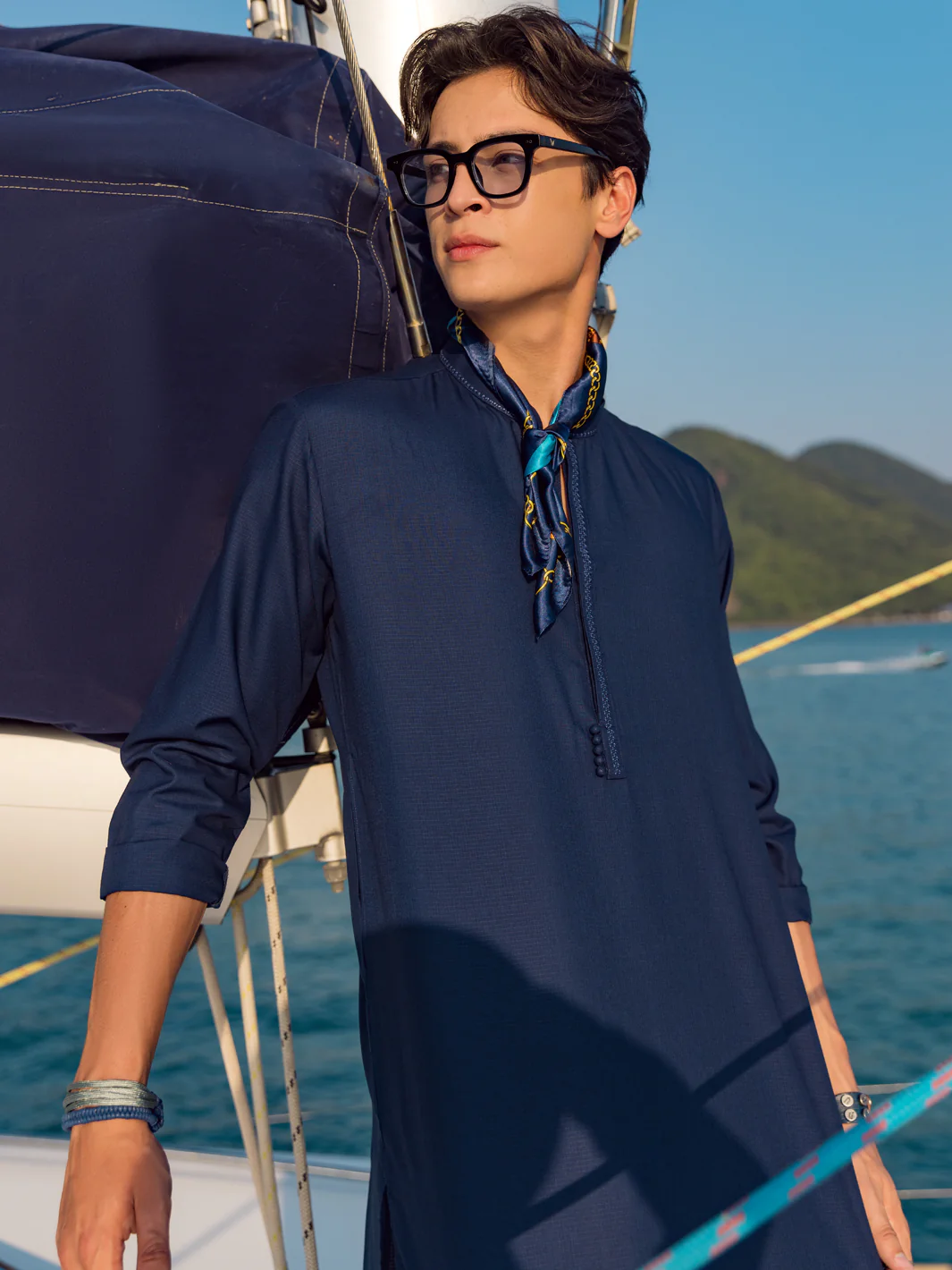 DARK BLUE VISCOSE KURTA | AL-K-US-1068D/AM-6004D - Image 2