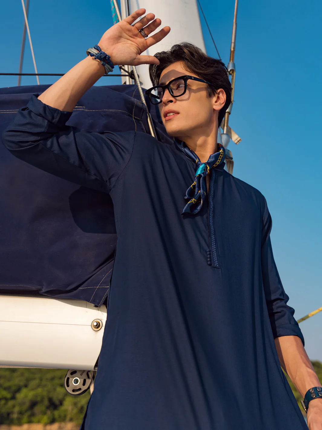DARK BLUE VISCOSE KURTA | AL-K-US-1068D/AM-6004D - Image 3