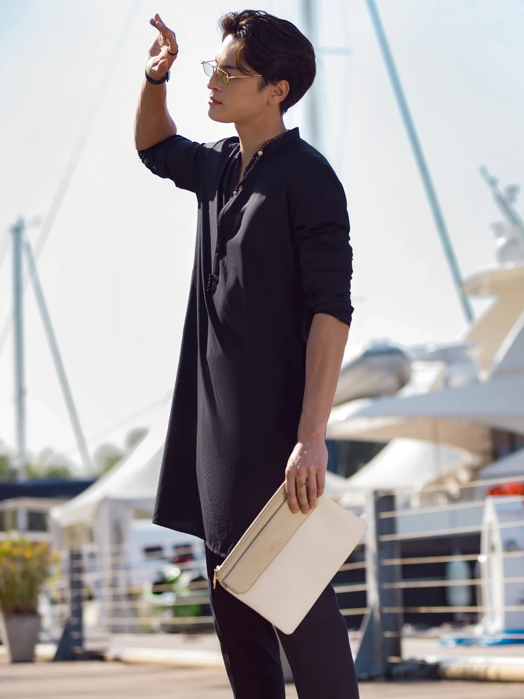 BLACK VISCOSE KURTA | AL-K-US-1068E/AM-6004E - Image 3