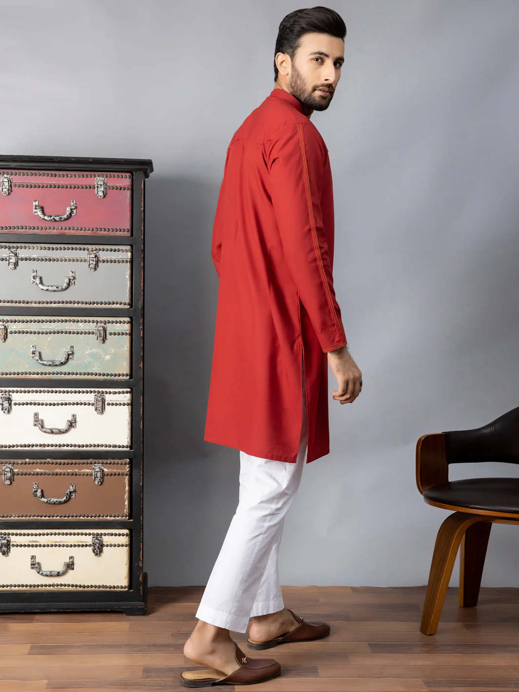 RED VISCOSE KURTA | AL-K-US-1070A/AM-6067A - Image 4