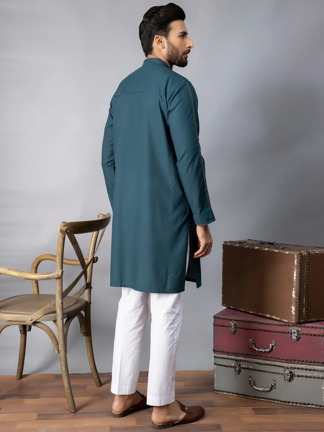 GREEN VISCOSE KURTA | AL-K-US-1070B/AM-6067B - Image 2