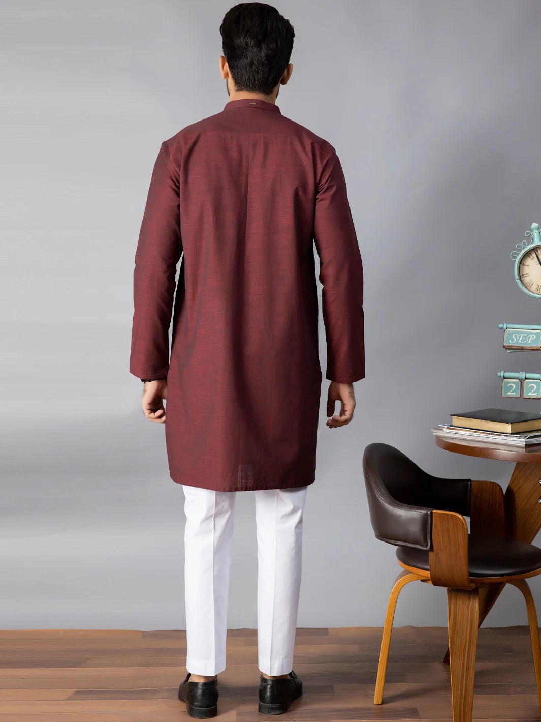 MAROON VISCOSE KURTA | AL-K-US-1078/AM-6080B - Image 2