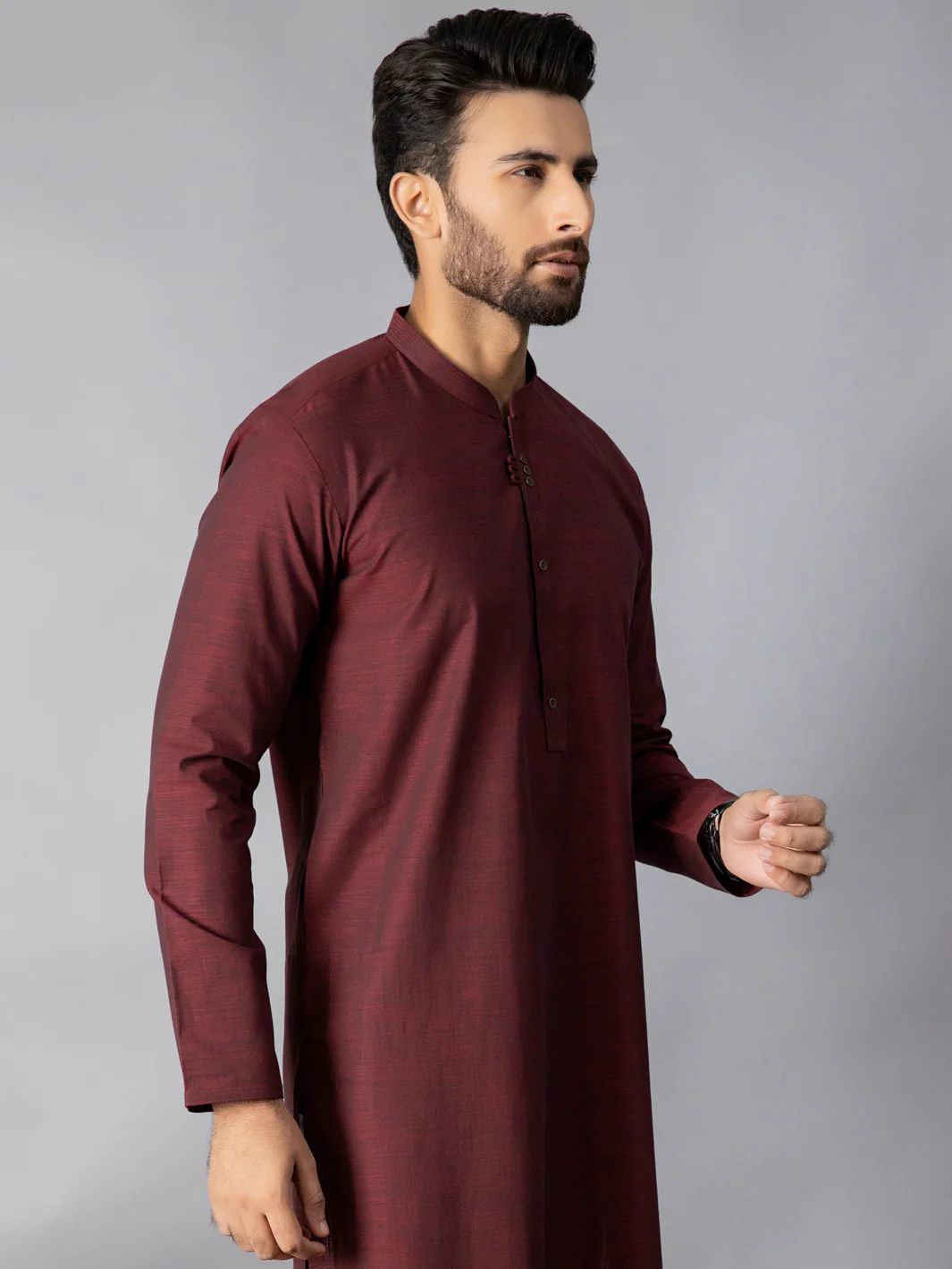MAROON VISCOSE KURTA | AL-K-US-1078/AM-6080B - Image 4