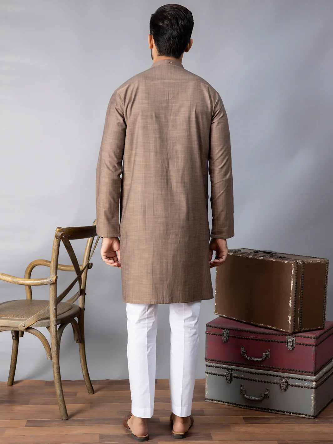 LIGHT BROWN VISCOSE KURTA | AL-K-US-1079/AM-6080C - Image 3