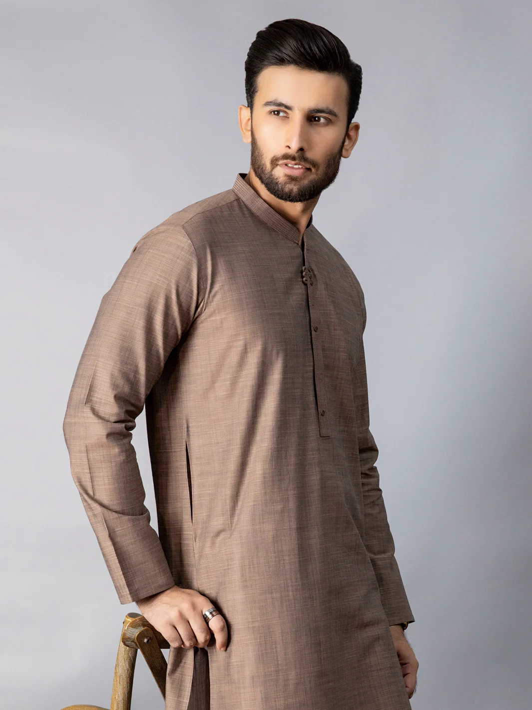 LIGHT BROWN VISCOSE KURTA | AL-K-US-1079/AM-6080C - Image 4