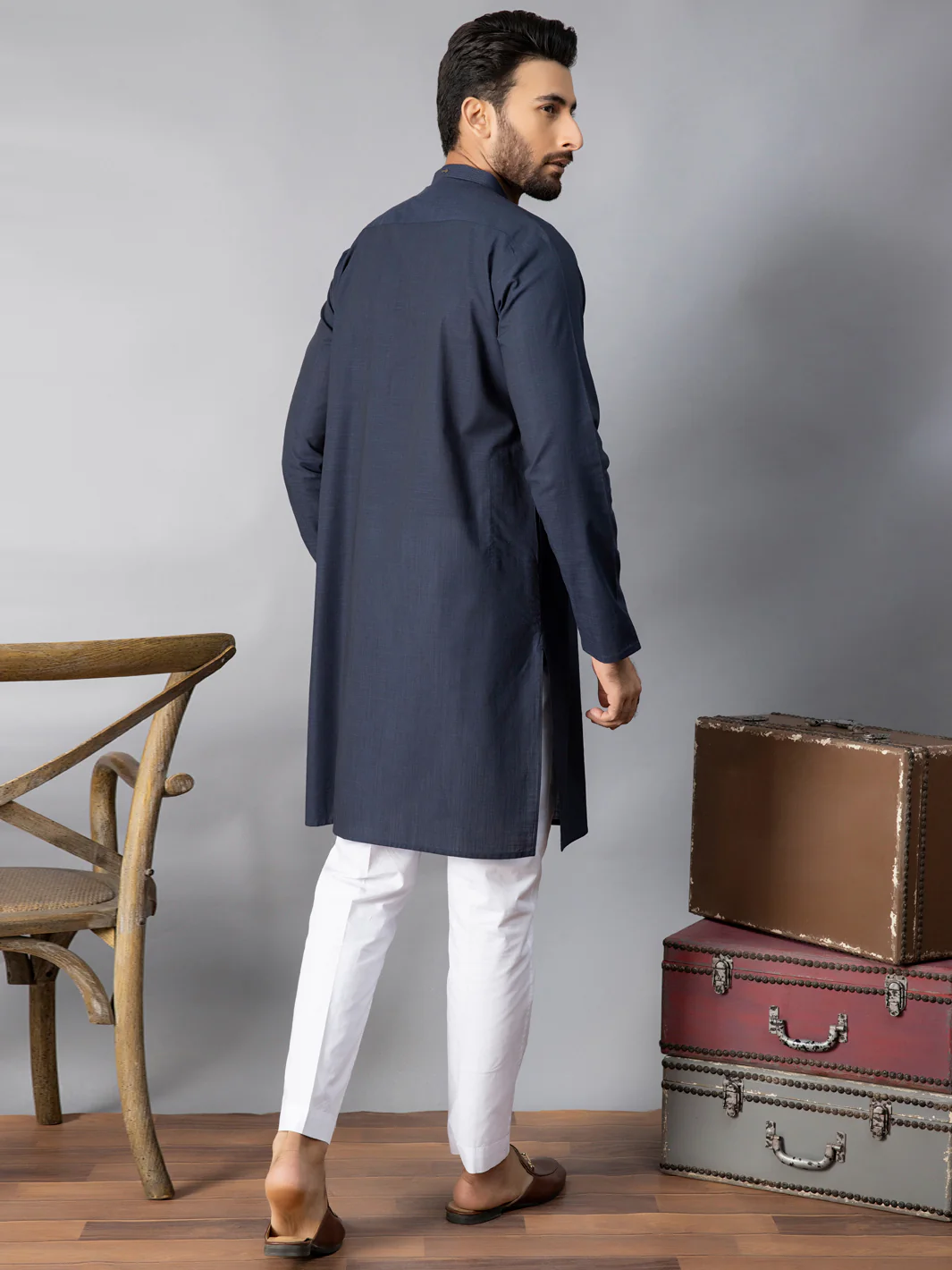 NAVY BLUE VISCOSE KURTA | AL-K-US-1080/AM-6080F - Image 3
