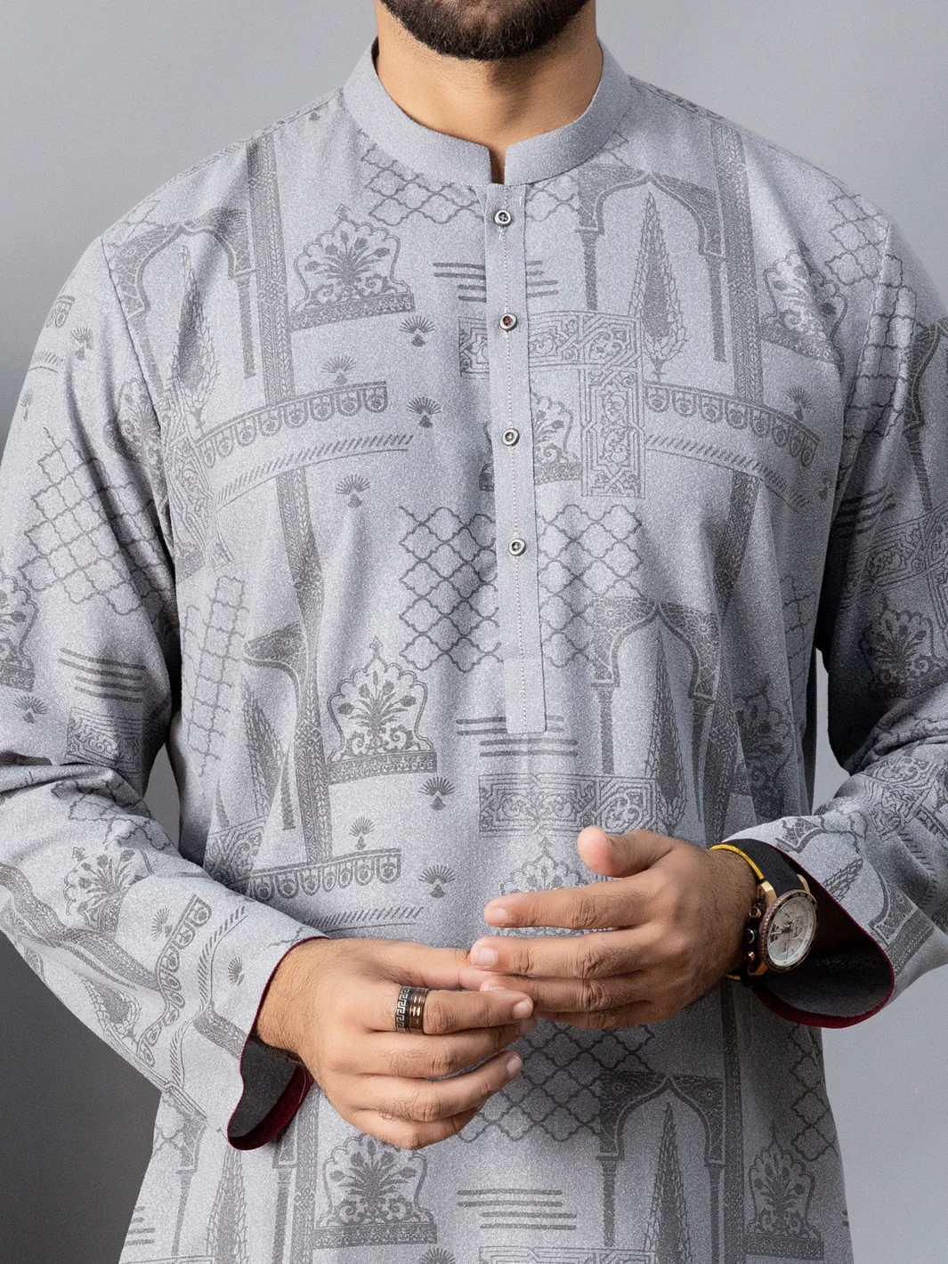 LIGHT GREY VISCOSE KURTA | AL-K-US-1081/AM-6087A - Image 2