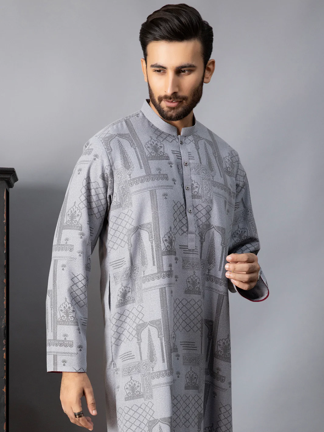 LIGHT GREY VISCOSE KURTA | AL-K-US-1081/AM-6087A - Image 3