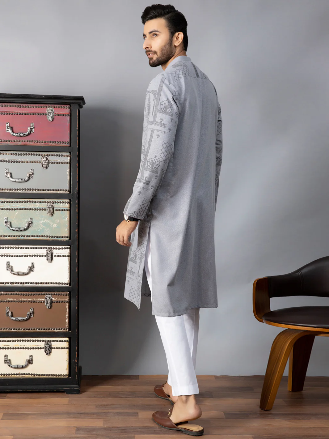 LIGHT GREY VISCOSE KURTA | AL-K-US-1081/AM-6087A - Image 4
