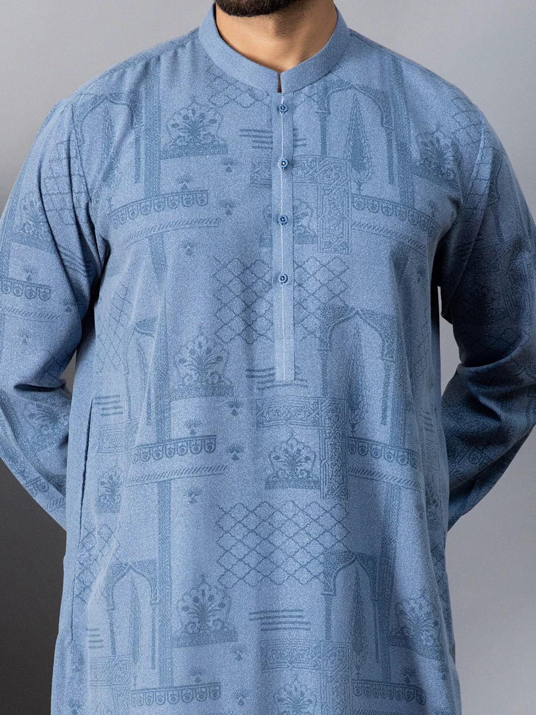 BLUE VISCOSE KURTA | AL-K-US-1082/AM-6087B - Image 2