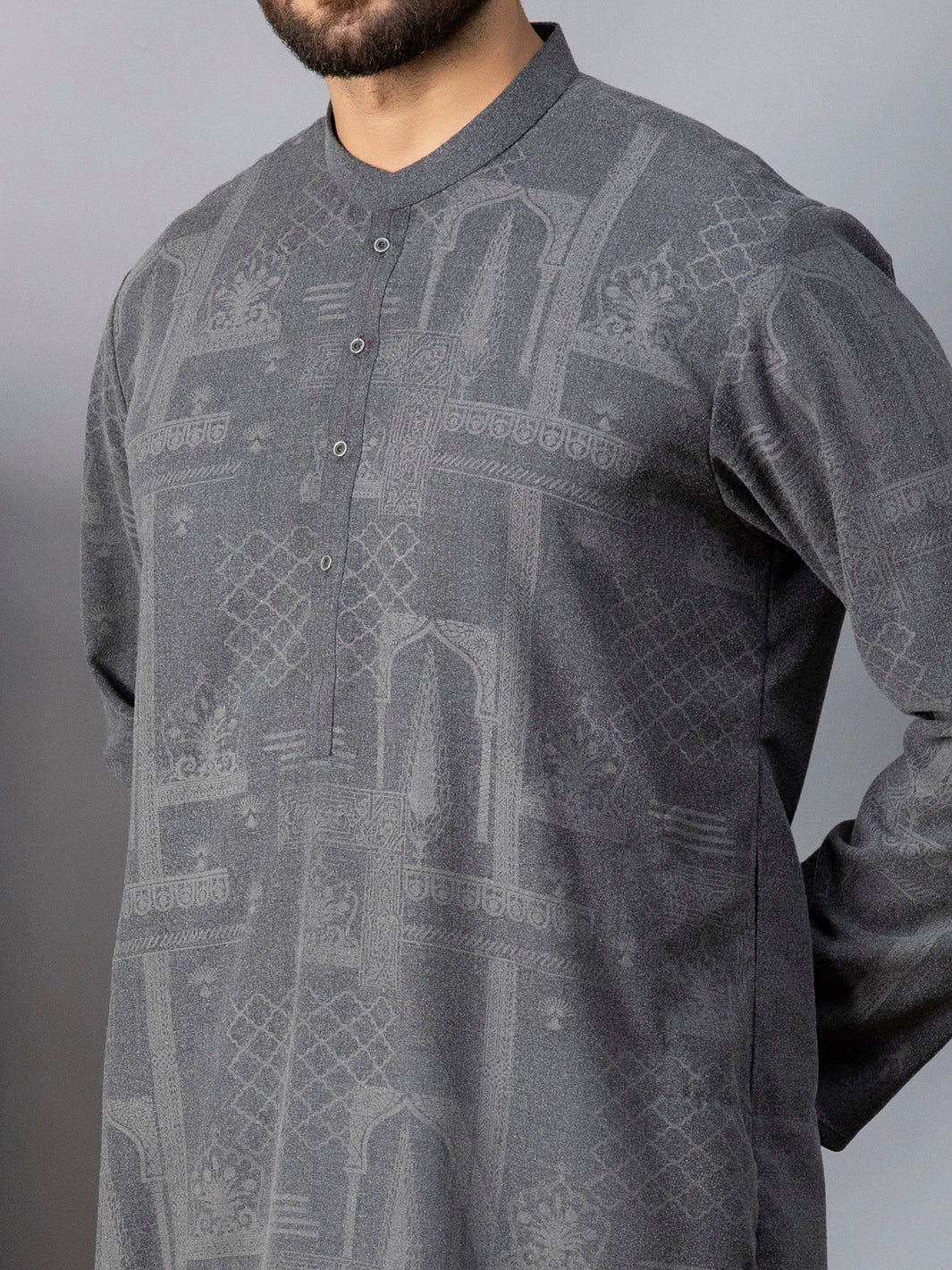 DARK GREY VISCOSE KURTA | AL-K-US-1083/AM-6087C - Image 2