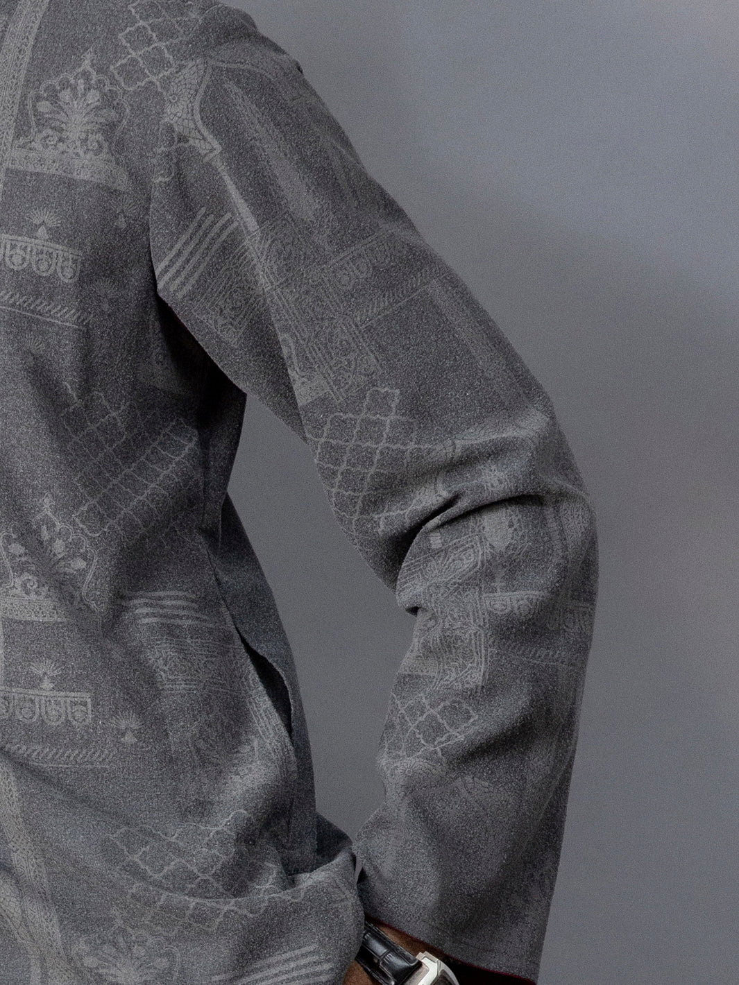 DARK GREY VISCOSE KURTA | AL-K-US-1083/AM-6087C - Image 3