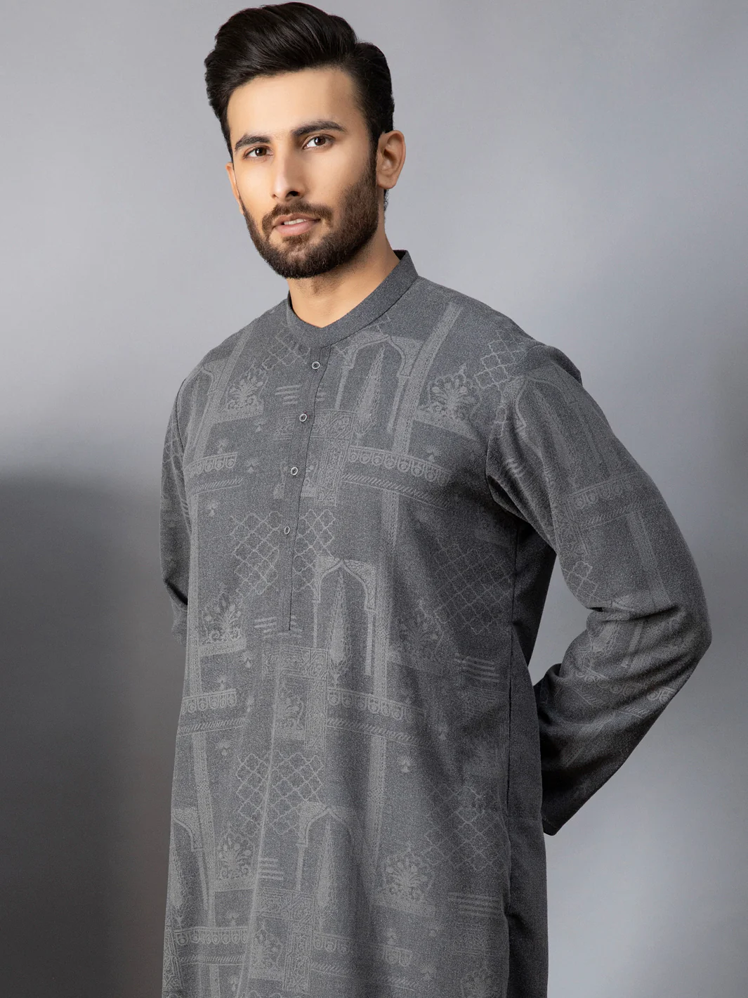 DARK GREY VISCOSE KURTA | AL-K-US-1083/AM-6087C - Image 4