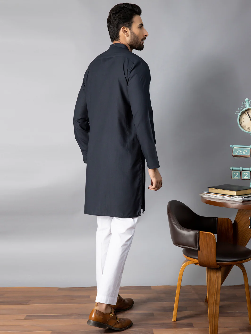 BLUE VISCOSE KURTA | AL-K-US-1084A/AM-6067C - Image 3