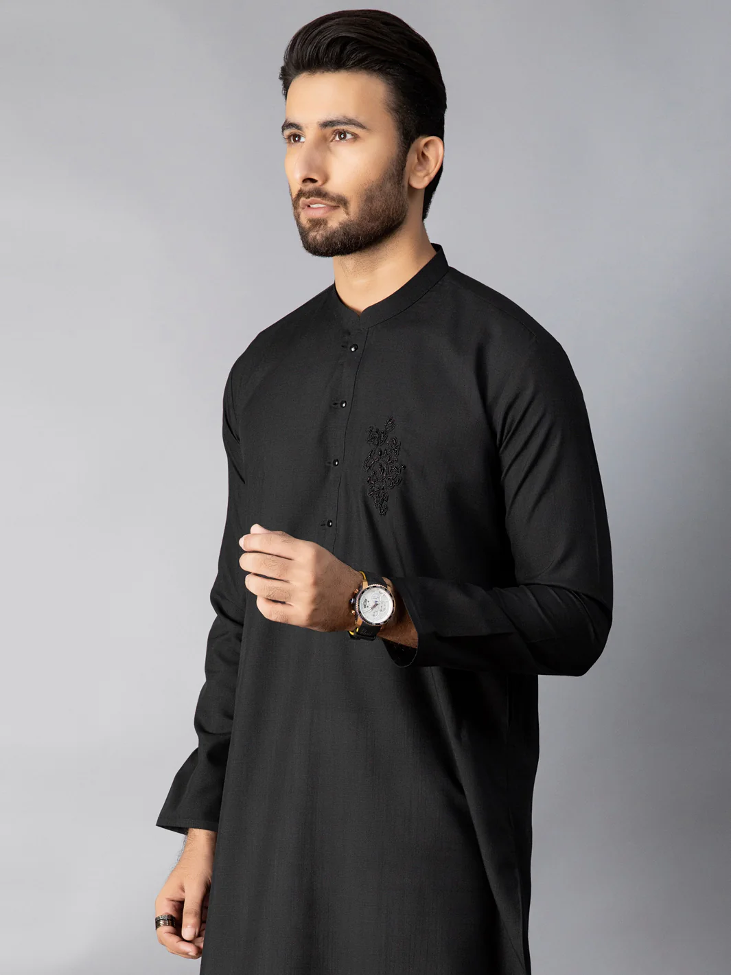 BLACK VISCOSE KURTA | AL-K-US-1084B/AM-6067D - Image 4