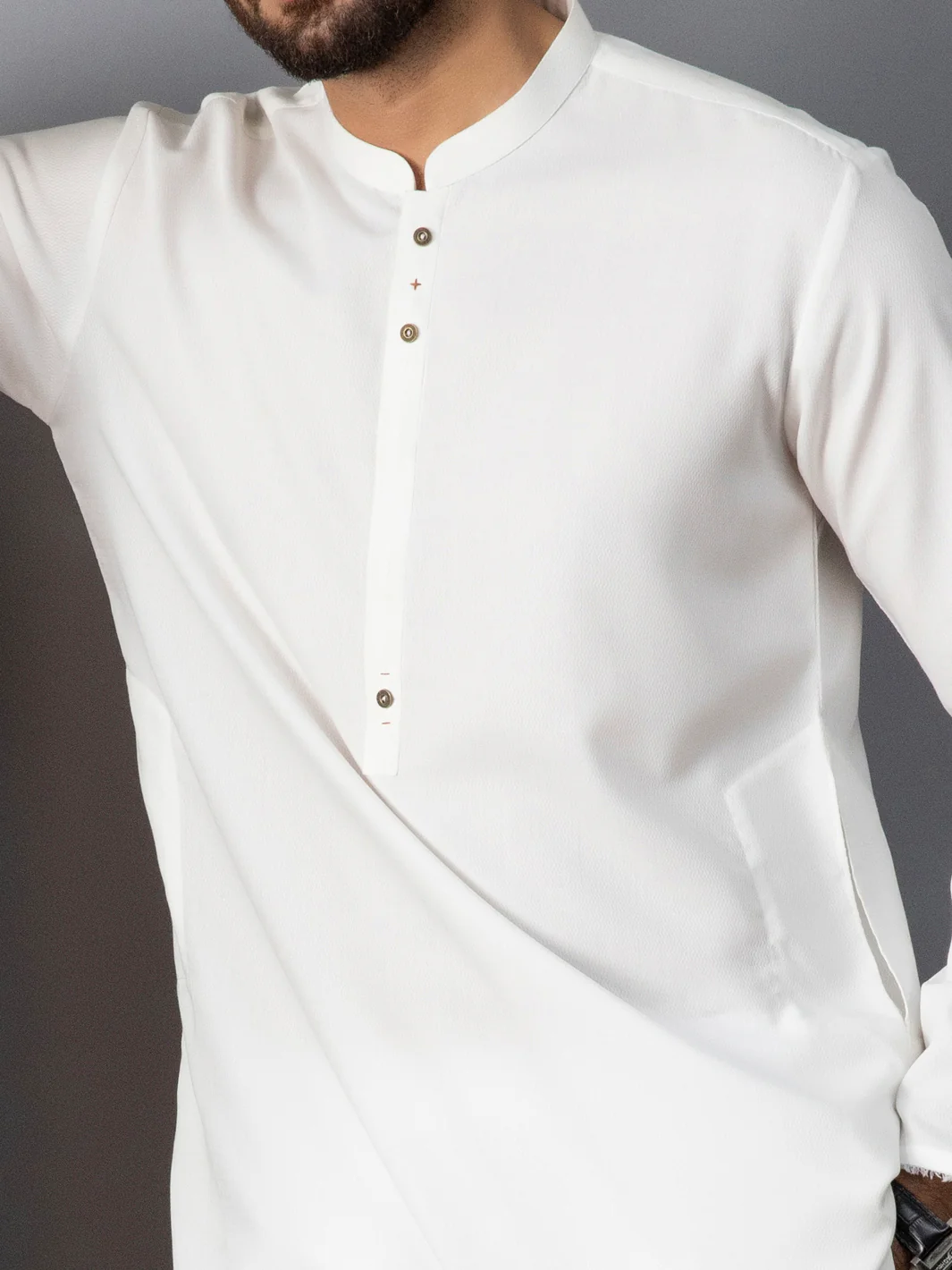 WHITE VISCOSE KURTA | AL-K-US-1085A/AM-6075A - Image 2