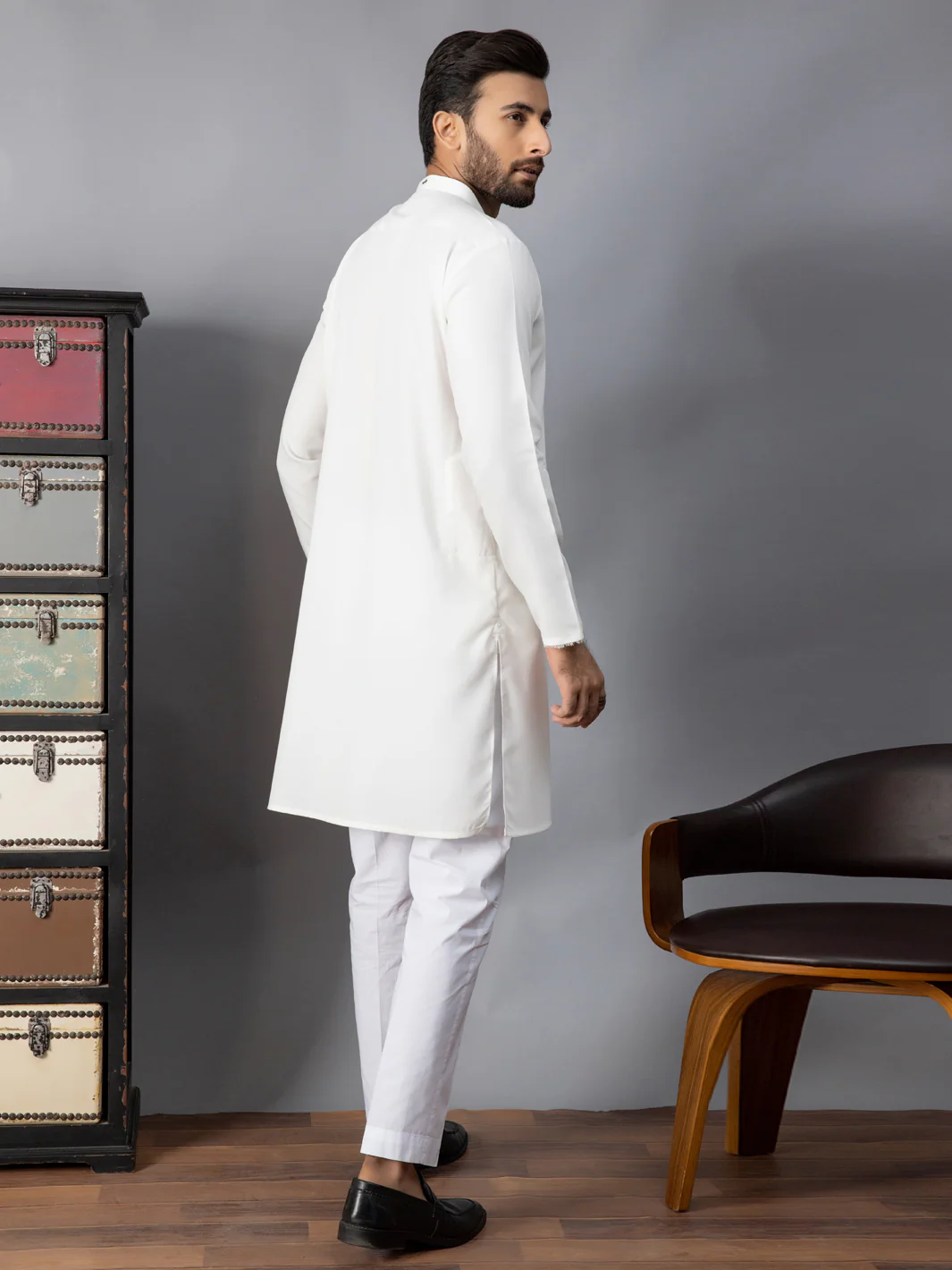 WHITE VISCOSE KURTA | AL-K-US-1085A/AM-6075A - Image 3