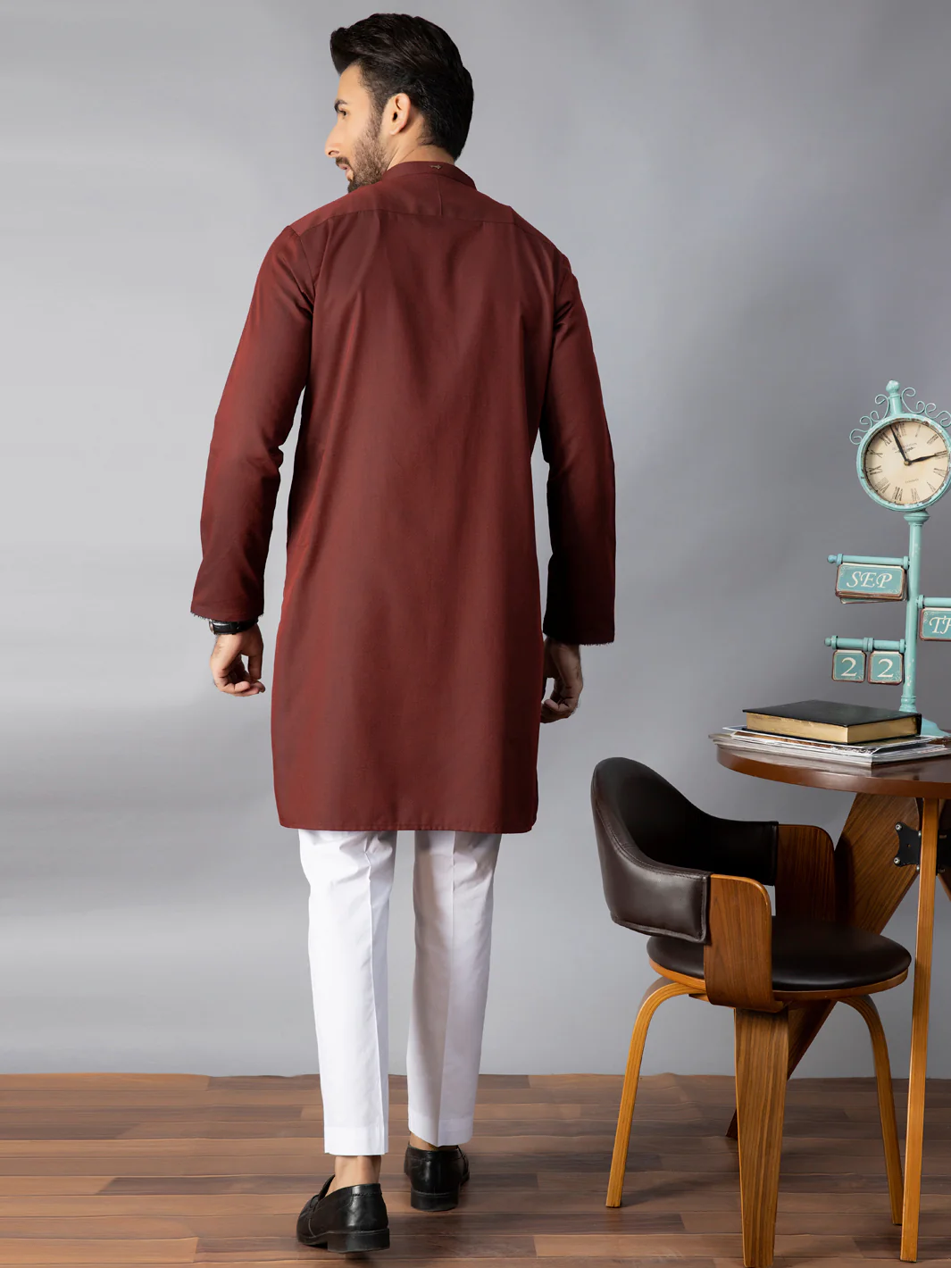 MAROON VISCOSE KURTA | AL-K-US-1085B/AM-6075B - Image 3
