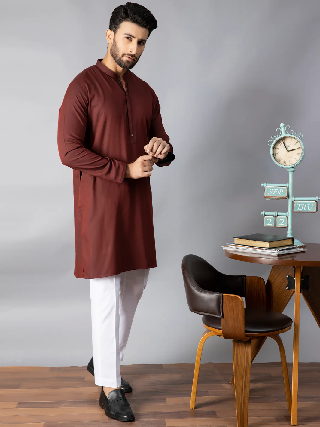 MAROON VISCOSE KURTA | AL-K-US-1085B/AM-6075B - Image 4
