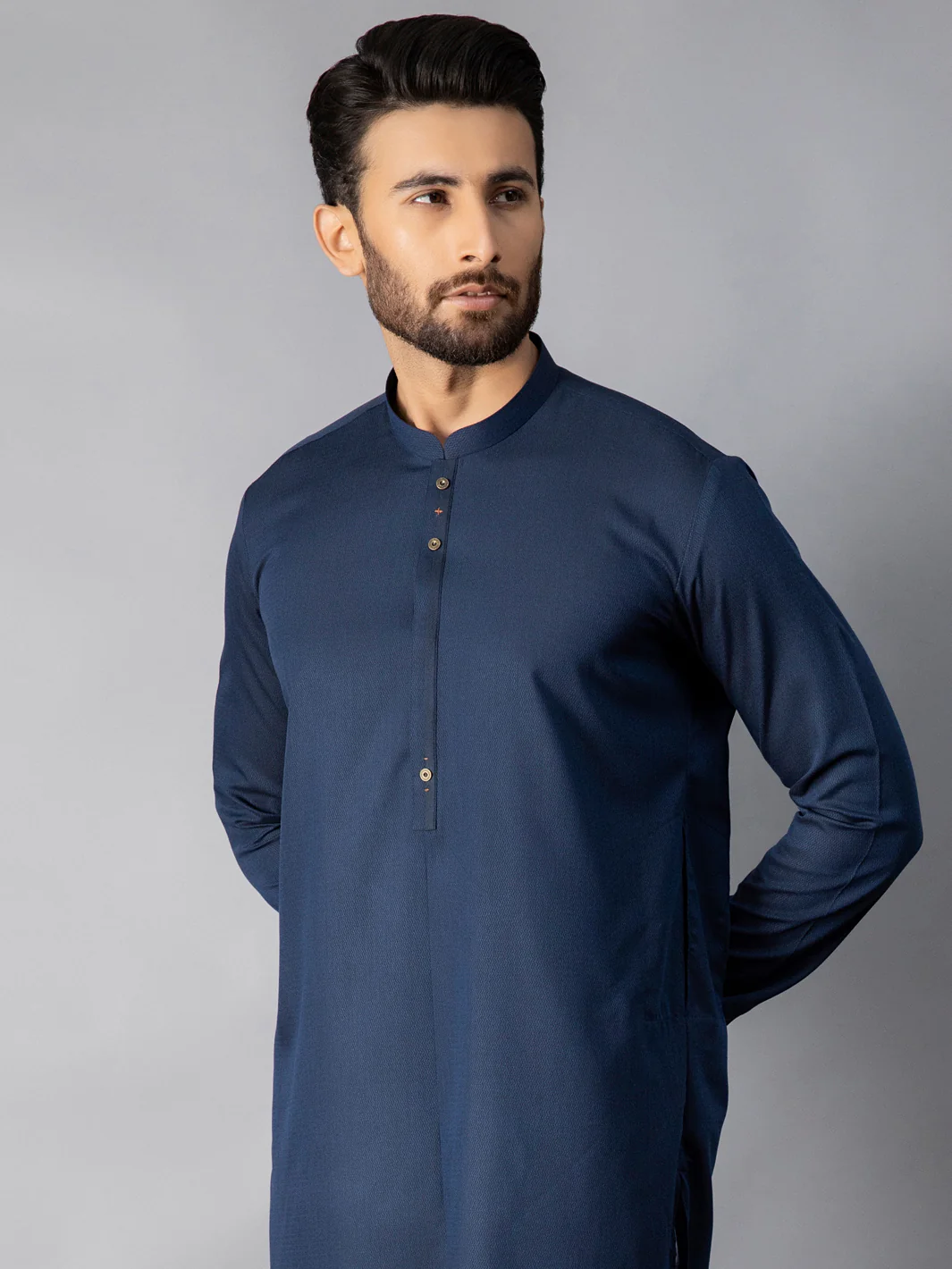 DARK BLUE VISCOSE KURTA | AL-K-US-1085D/AM-6075D - Image 4