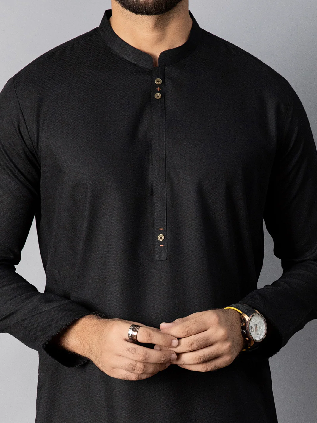 BLACK VISCOSE KURTA | AL-K-US-1085E/AM-6075E - Image 2