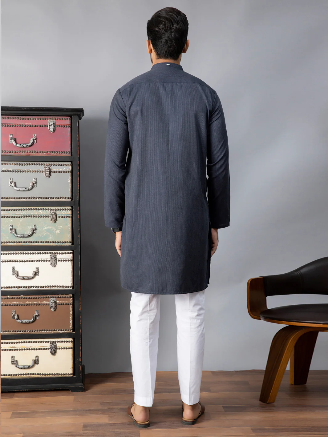 NAVY BLUE VISCOSE KURTA | AL-K-US-1086B/AM-6070B - Image 3