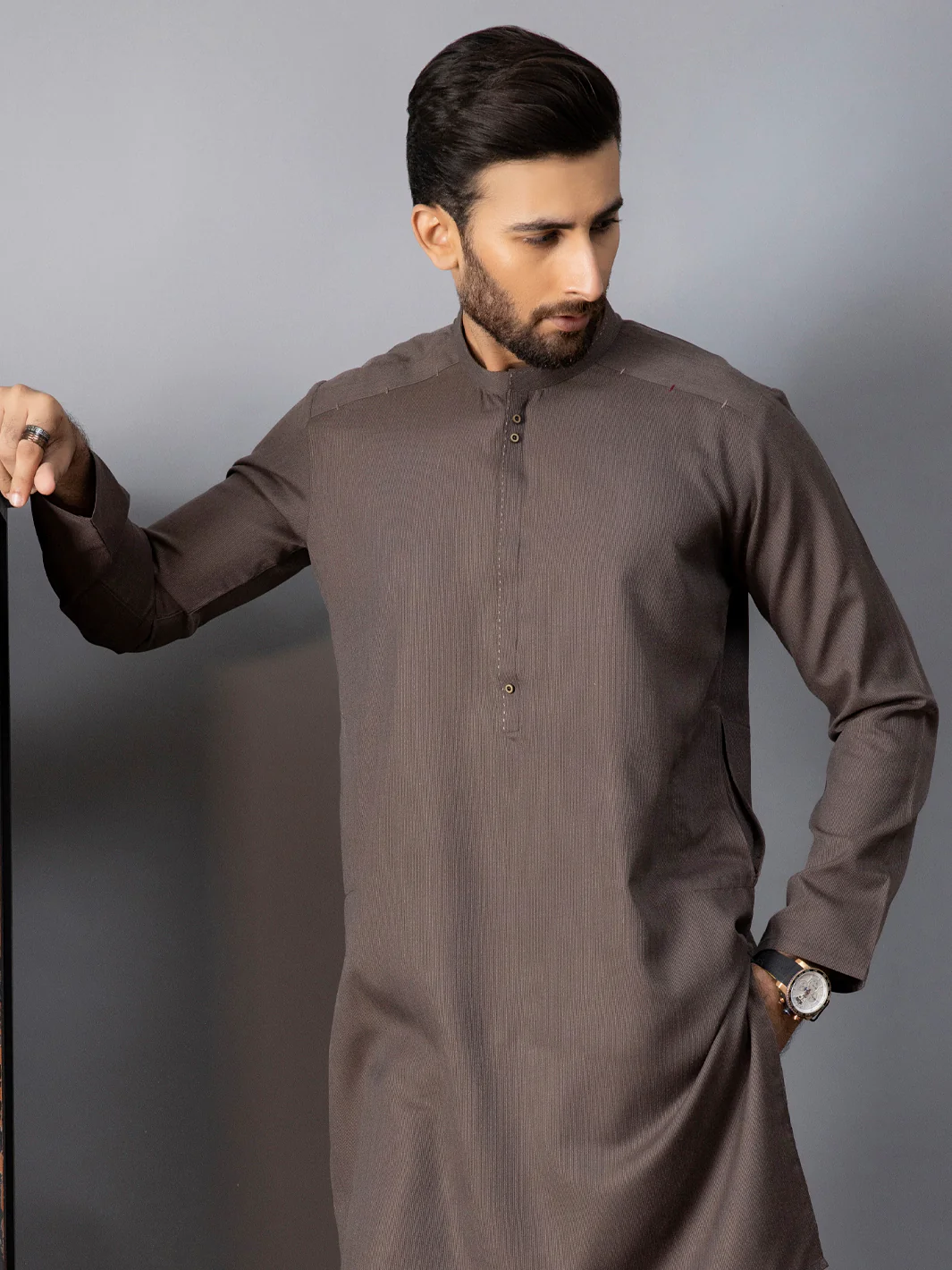 BROWN VISCOSE KURTA | AL-K-US-1086C/AM-6070C - Image 4
