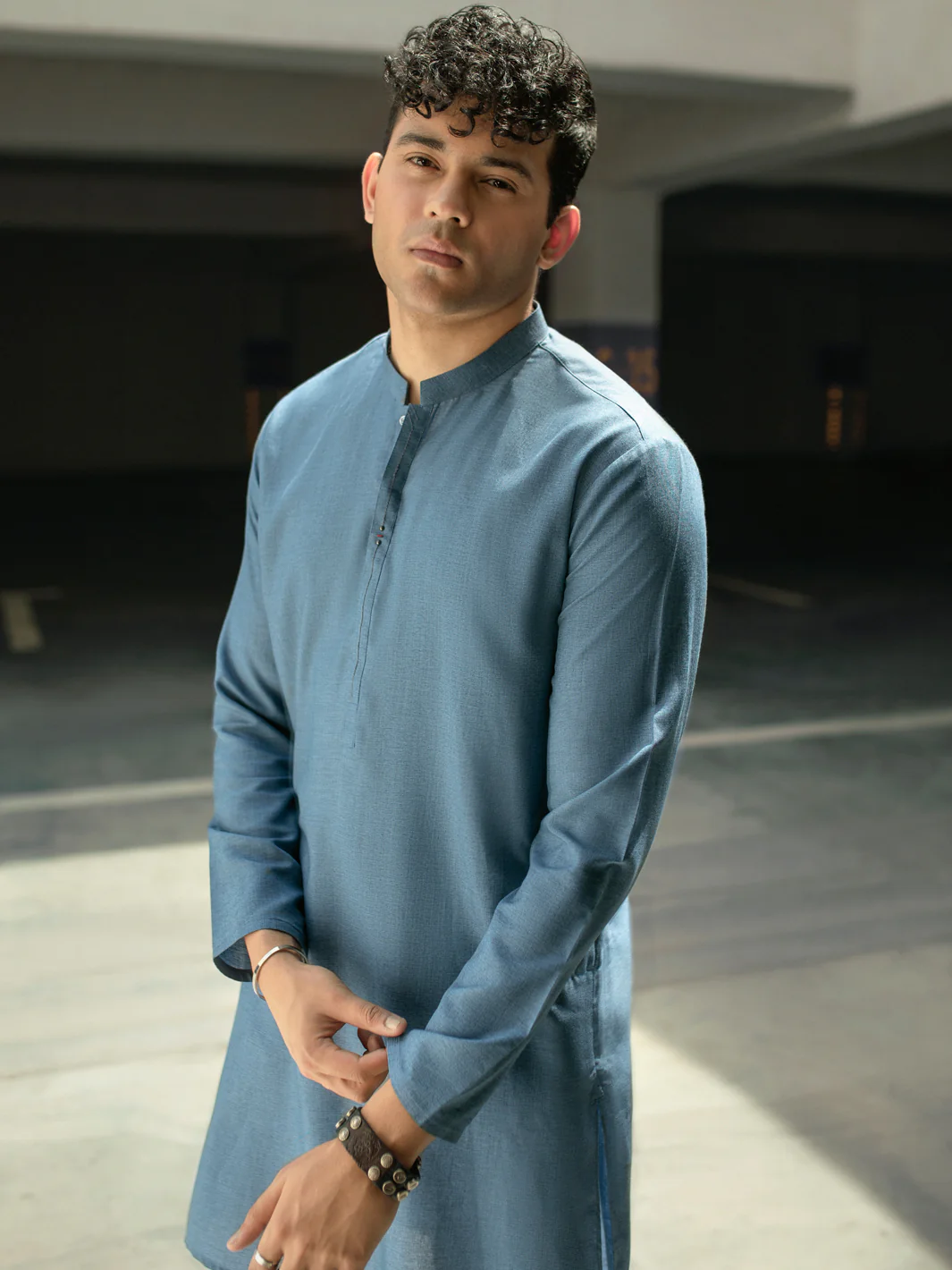 BLUE VISCOSE KURTA | AL-K-US-1087/AM-6103B - Image 3