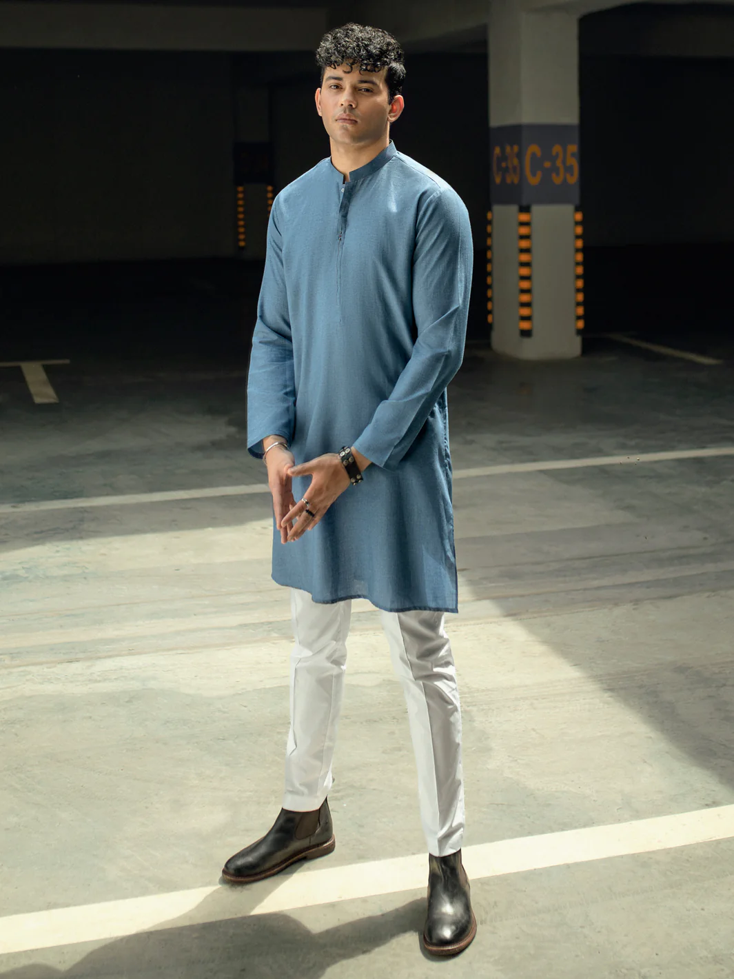 BLUE VISCOSE KURTA | AL-K-US-1087/AM-6103B - Image 4