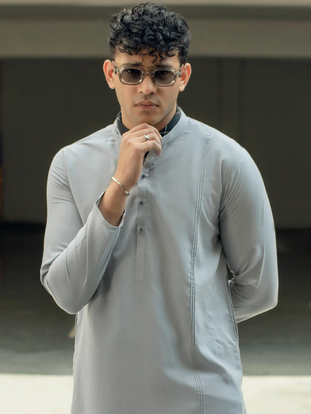 LIGHT GREY VISCOSE KURTA | AL-K-US-1088/AM-6103A - Image 3