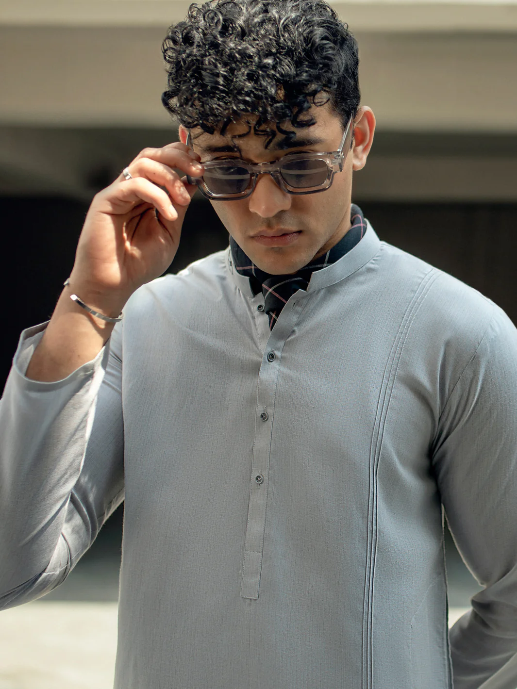 LIGHT GREY VISCOSE KURTA | AL-K-US-1088/AM-6103A - Image 4