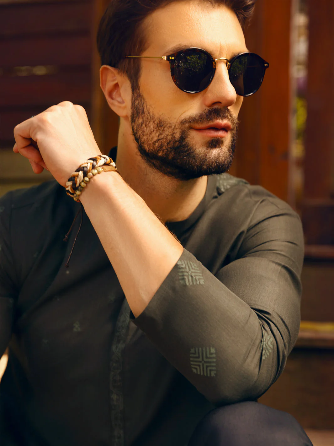 GREEN VISCOSE KURTA | AL-K-US-1093/AM-6110C - Image 3