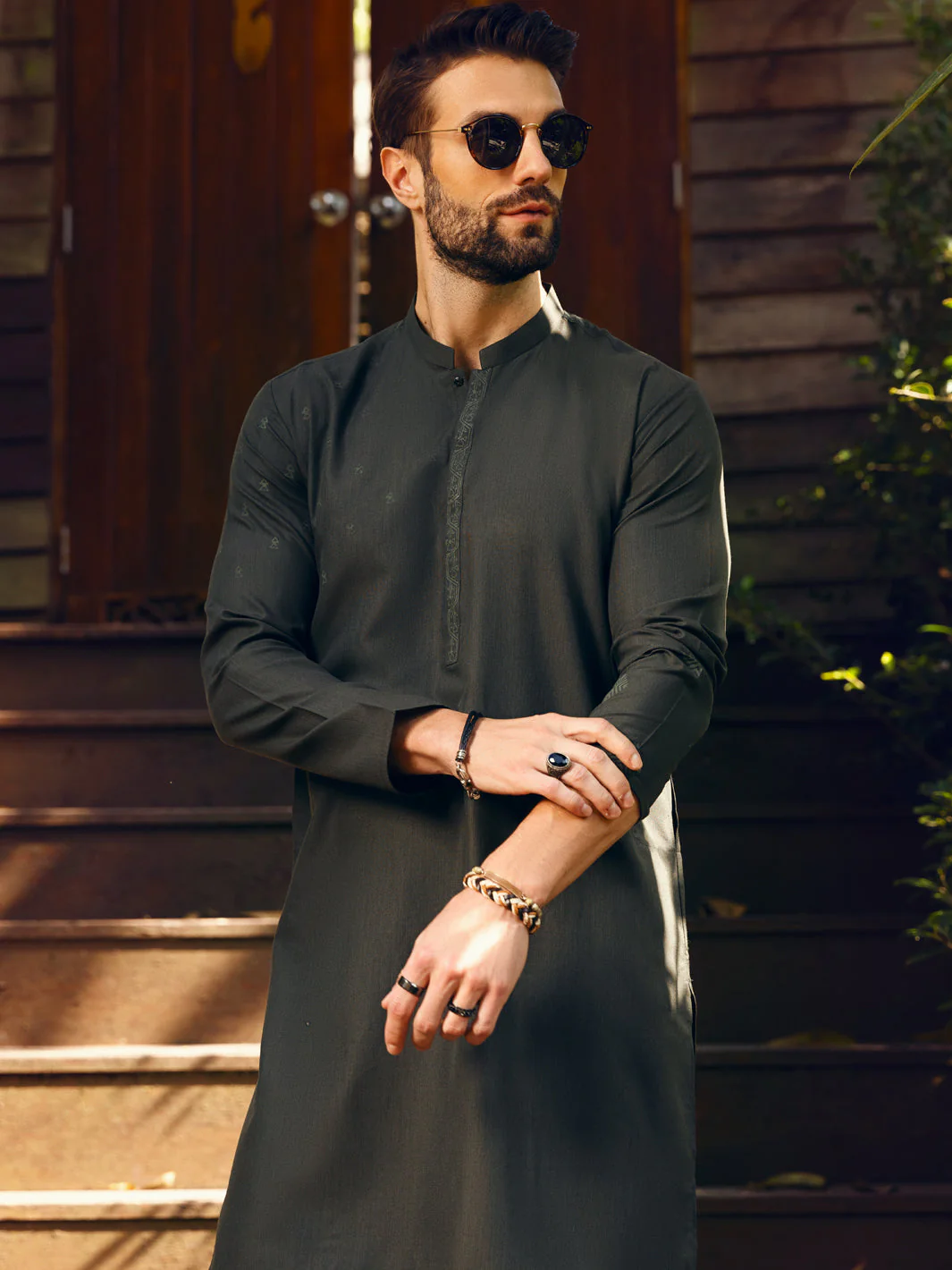 GREEN VISCOSE KURTA | AL-K-US-1093/AM-6110C - Image 5