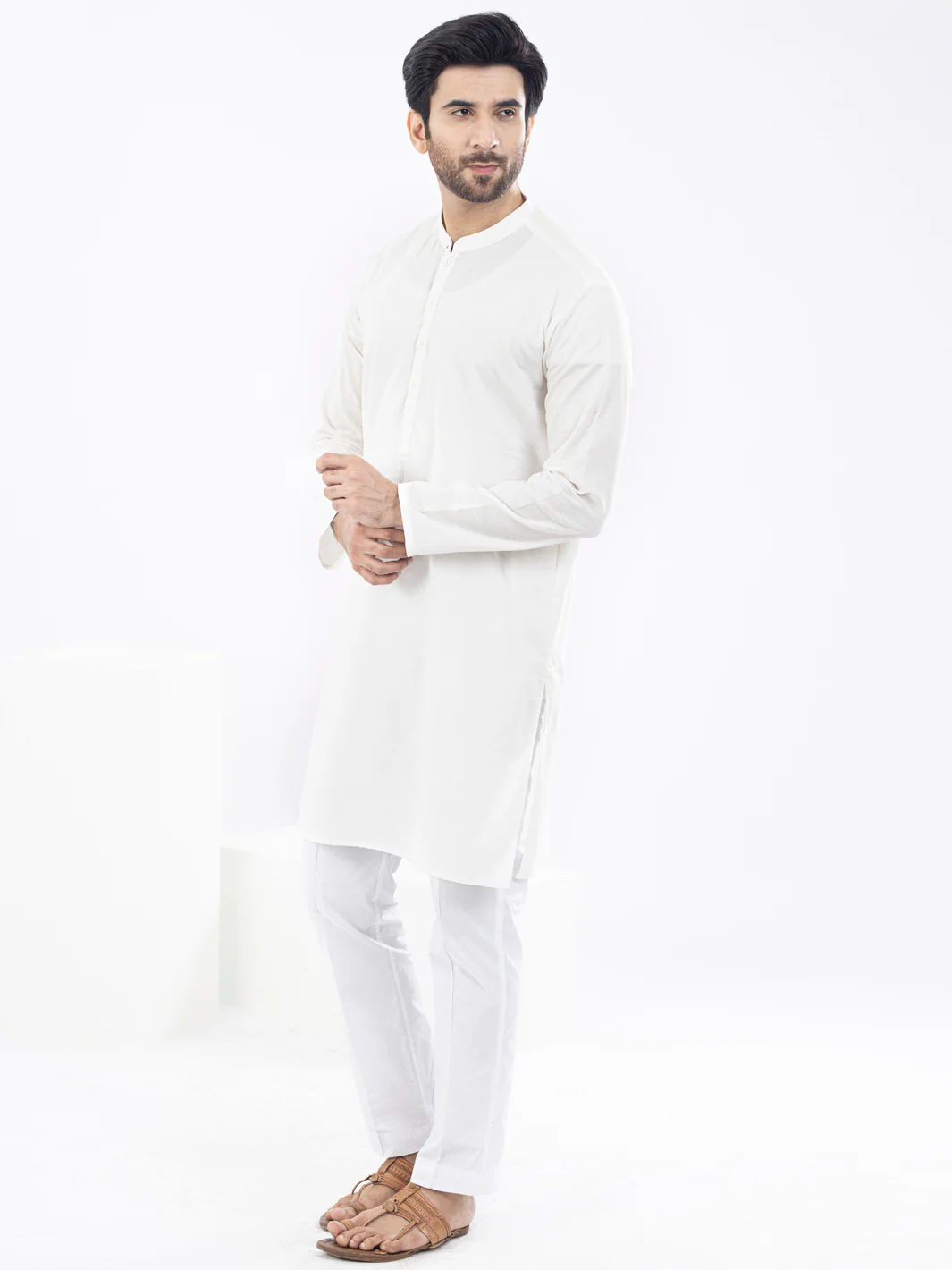 WHITE COTTON KURTA | AL-K-US-1099/AM-6007A