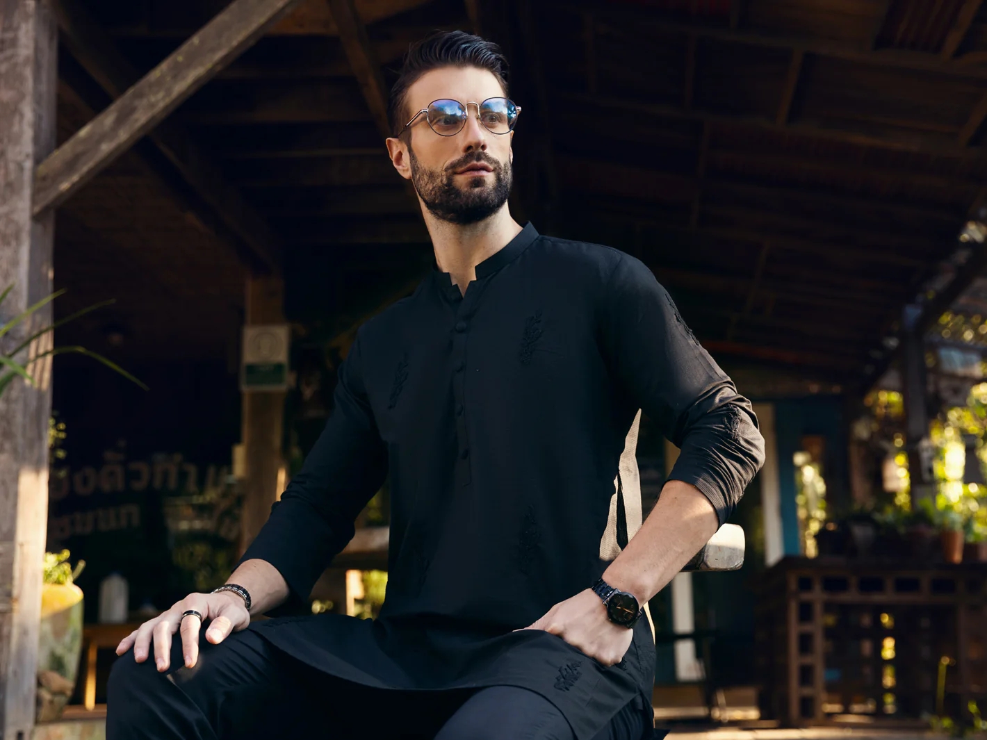 BLACK COTTON KURTA | AL-K-US-1103B/AM-6007F - Image 4