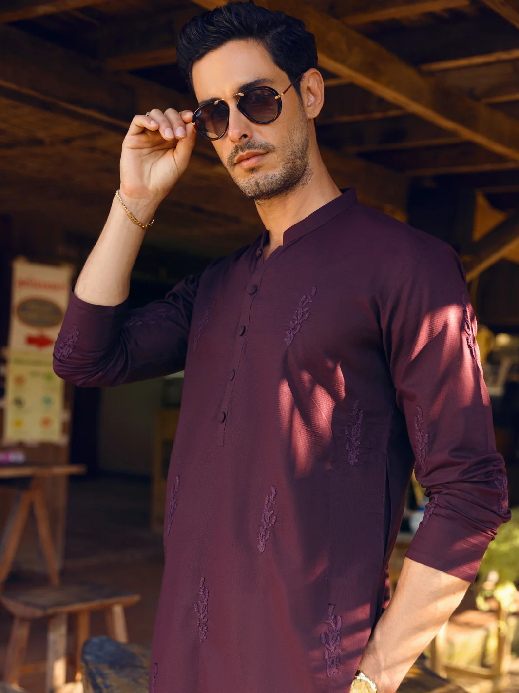 MAROON COTTON KURTA | AL-K-US-1103D/AM-6007H - Image 3