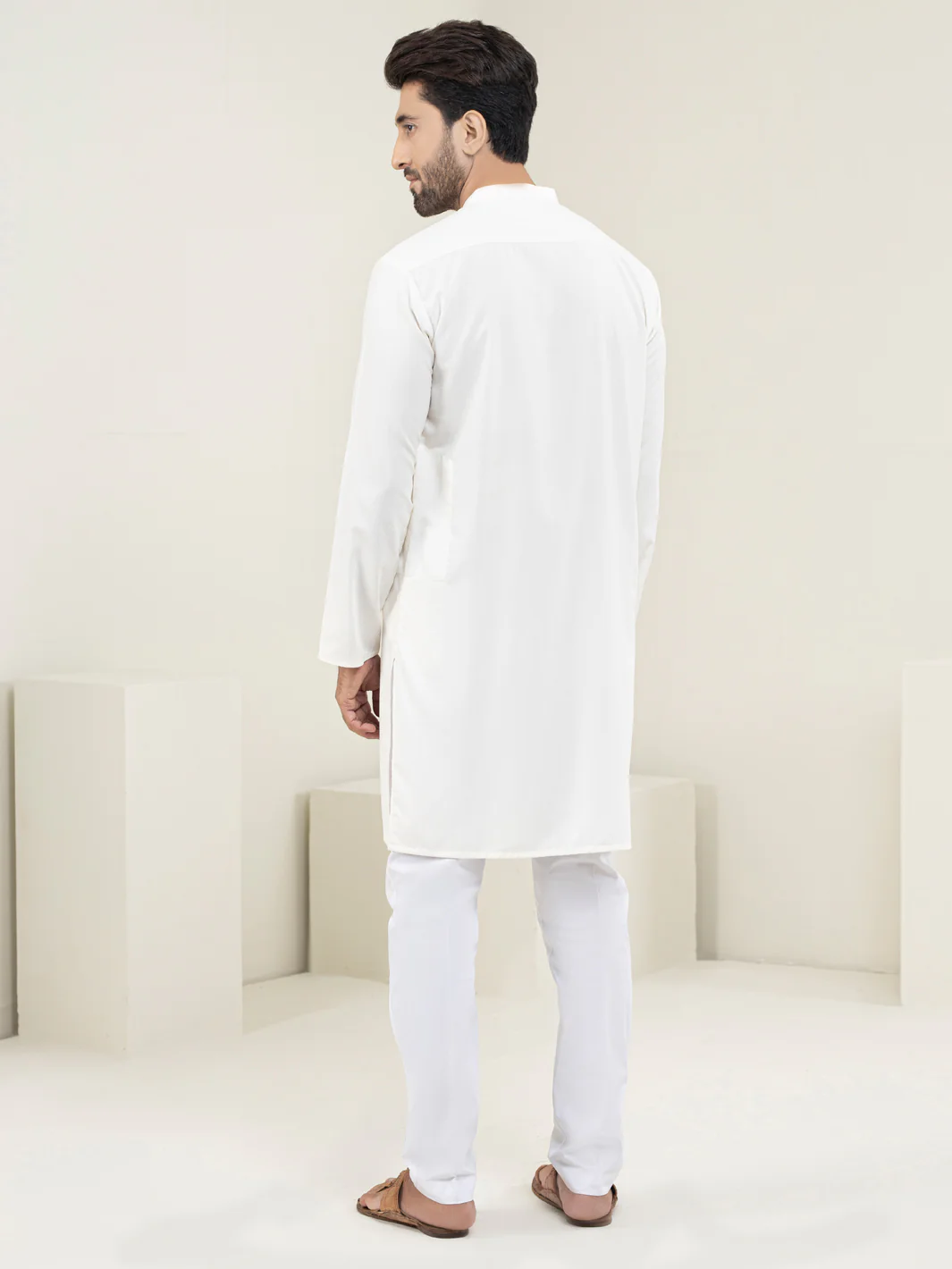 OFF WHITE BLENDED KURTA | AL-K-US-1105/AM-6111B - Image 2