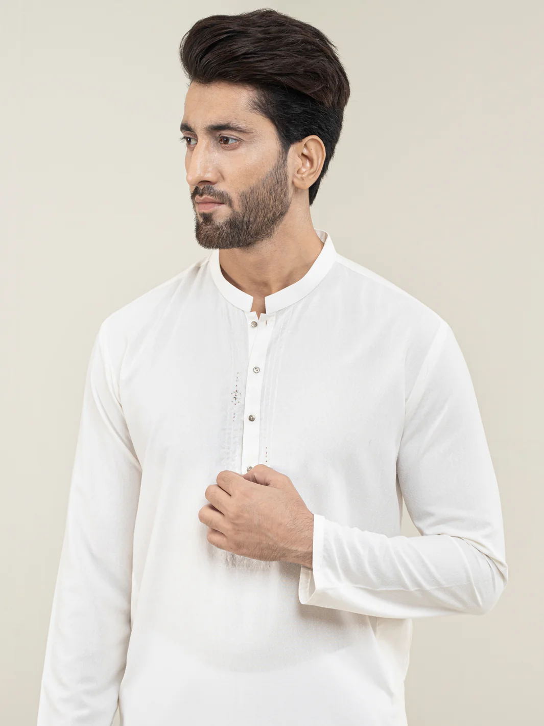OFF WHITE BLENDED KURTA | AL-K-US-1105/AM-6111B - Image 3