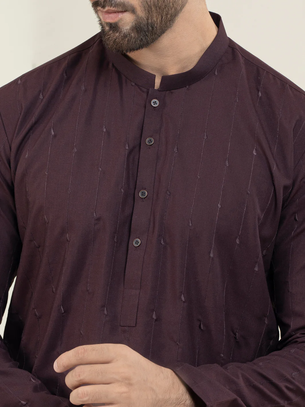 MAROON BLENDED KURTA | AL-K-US-1112D/AM-6112D - Image 2