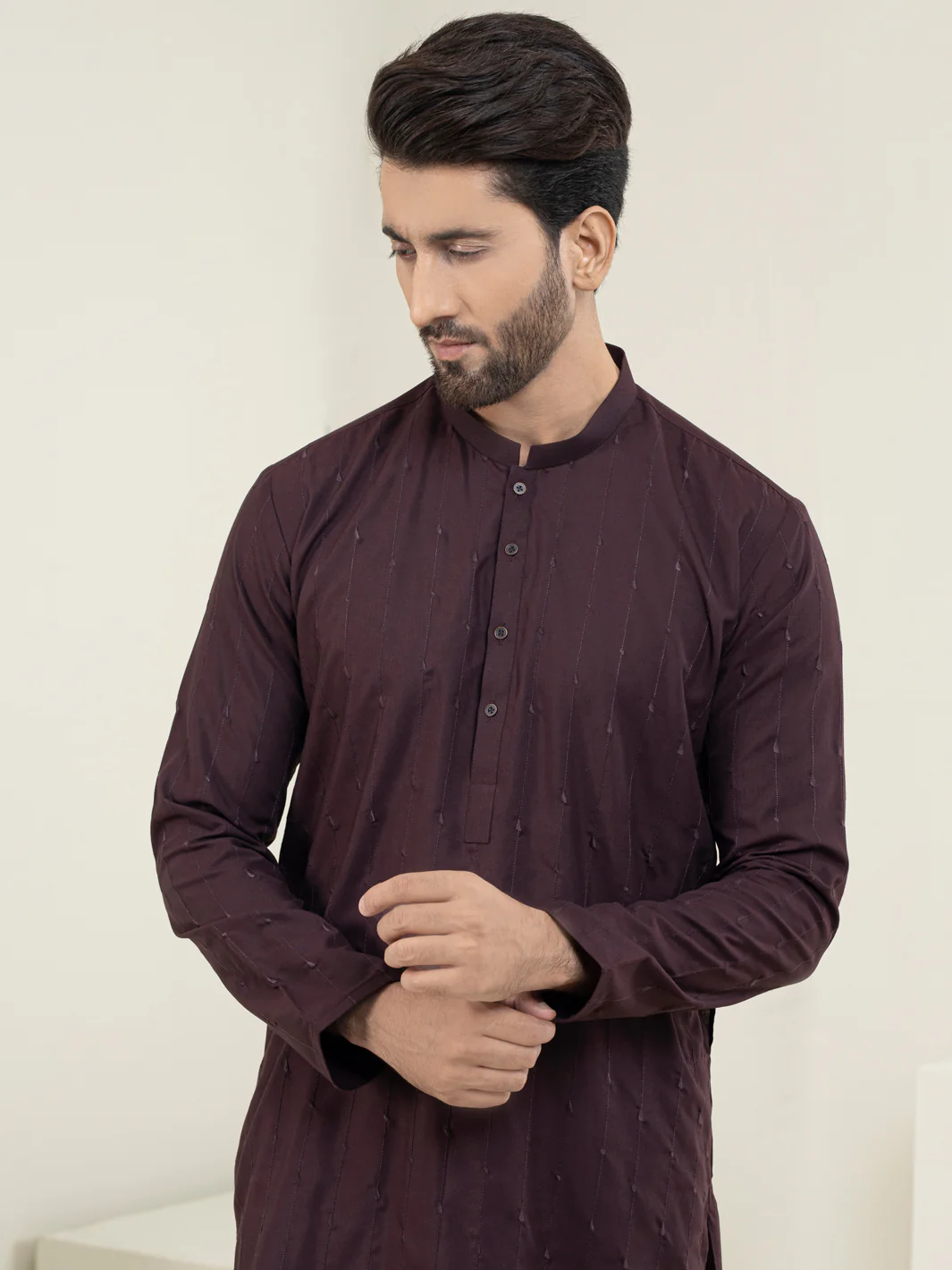 MAROON BLENDED KURTA | AL-K-US-1112D/AM-6112D - Image 3