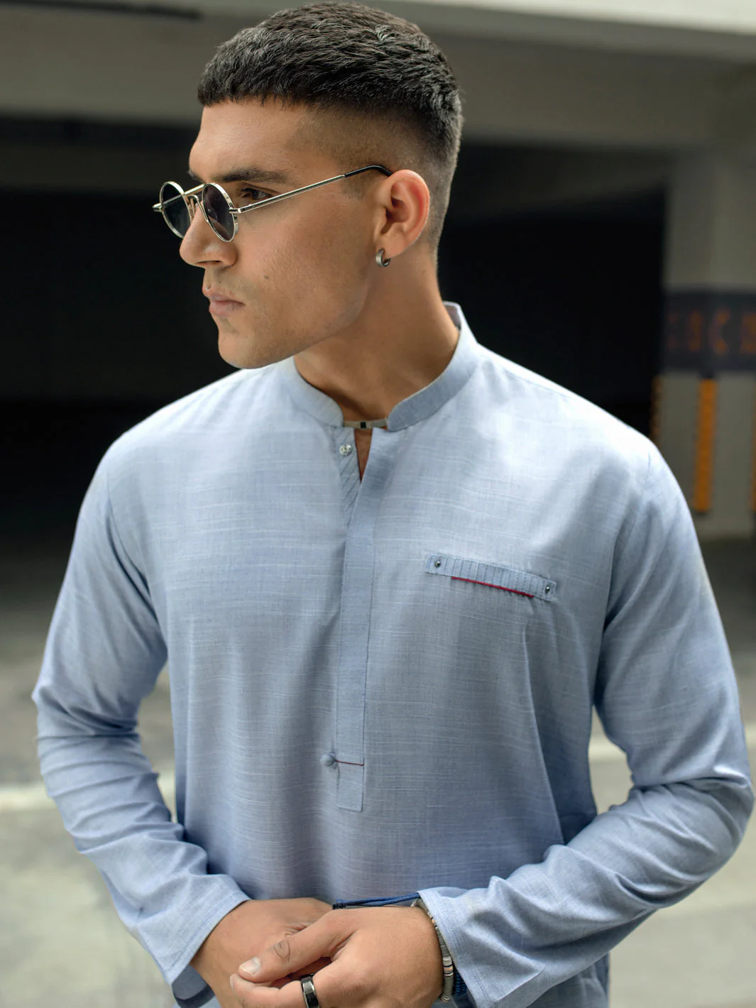 LIGHT BLUE BLENDED KURTA | AL-K-US-1113B/AM-6116B - Image 2