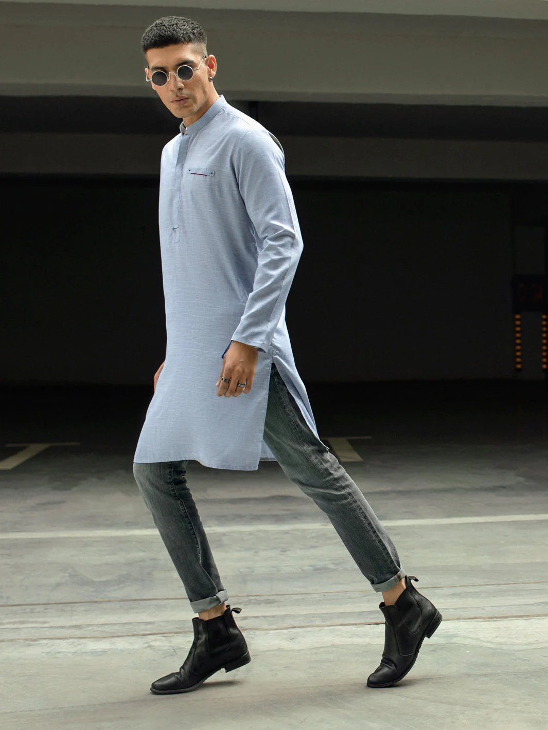 LIGHT BLUE BLENDED KURTA | AL-K-US-1113B/AM-6116B - Image 3